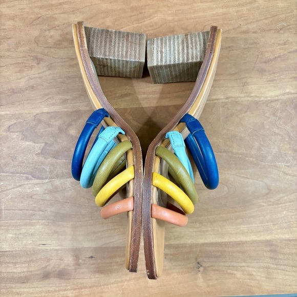 Madewell Addie Mules Sandals Stacked Heel Rainbow Leather Womens Size  10 - Picture 10 of 14
